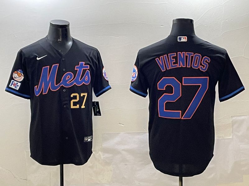 Men New York Mets 27 Vientos Black Game 2025 Nike MLB Jersey style 5